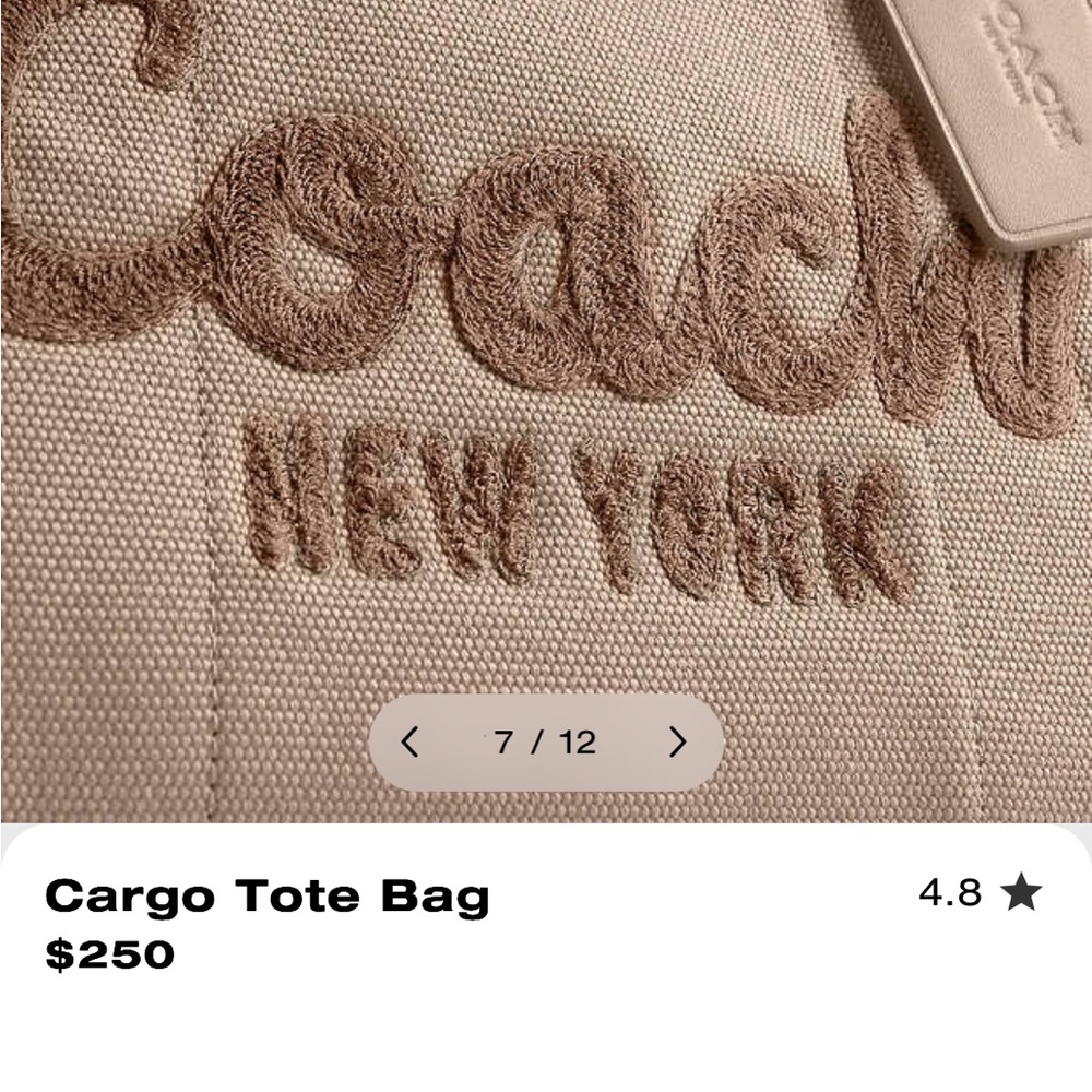 Coach Tan Cargo Tote with Embroidered Logo
